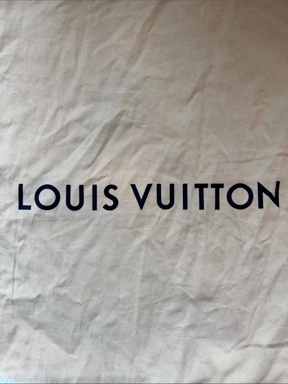 Louis Vuitton Cream Dust Bag with Blue Drawstring